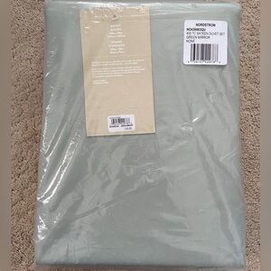 Nordstrom 400 Thread Count Sateen Cotton Duvet Set Green Mirror Queen NEW